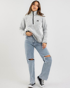 Sudadera de forro polar borg cómoda para mujer con cremallera de un cuarto, ropa al por mayor, sudaderas con capucha para mujer - Product Image 4