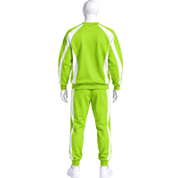 Ensemble de survêtement vert lime unisexe, sweat-shirt à col rond et pantalon de jogging, avec bande contrastante, pour le sport, l'entraînement, les loisirs et les activités athlétiques