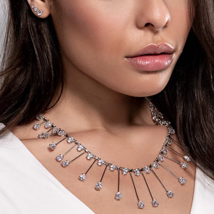 Collar de Gargantilla de Lujo para Mujer, Chapado en Rodio, con Circonitas Cúbicas de Corte Brillante Redondo, Cadena de Serpiente, Joyería para Boda - Product Image 4