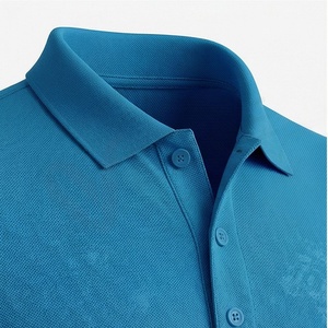 Polo à manches courtes bleu pour homme, tricoté, uni, décontracté, coupe classique, avec boutons - Product Image 4
