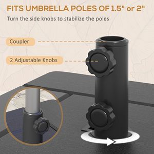 Base per ombrellone da esterno 3-in-1 con ruote e maniglie, nera - 175 libbre. Capacità per Cortili - Product Image 5