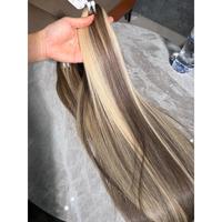 Extensions de cheveux vierges vietnamiennes lisses et soyeuses, double trame, mèches brunes et blondes pré-colorées, vente en gros