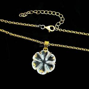 จี้คริสตัลควอตซ์รูปดอกไม้ AAA สร้อยคอคริสตัลรูปดอกไม้สำหรับผู้หญิง จี้คริสตัลควอตซ์แกะสลักด้วยมือ เครื่องประดับจี้พลอย - Product Image 4