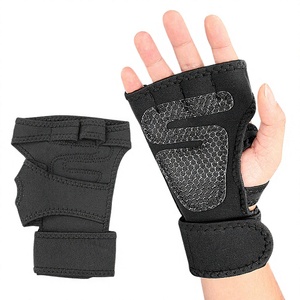 Black <b>Half</b> Finger Weightlifting Gloves Backless Palm Protector Non <b>Slip</b> Wear Resistant Compression Training Fitness Gloves - Product Image 4