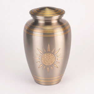 Elegant Hand-Engraved Solid Brass Cremation Urn For Adult Human Ashes Antique Gold Decorative Funeral <b>Memorial</b> <b>Vase</b> For Burial - Product Image 4