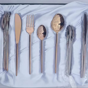 Couverts à manche martelé, couverts à manche texturé, ensemble cuillère, fourchette et couteau en acier inoxydable, couverts argentés polis miroir, lourds et robustes - Product Image 1