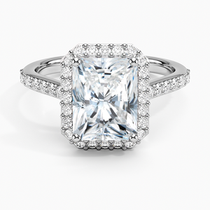 Anillo BOJ 099 con Corte Radiante, Plata 925, Engaste de Puntas con Halo, Anillo Solitario con Diamante de 2ct, Color D, VVS1, Moissanita, Certificado GRA - Product Image 1