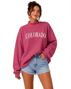 Premium Women's Oversized Mockneck Fleece Sweatshirt Loose Fit Cotton Blend <b>Long</b> <b>Sleeve</b> Winter Streetwear Windproof Casual <b>Top</b> - Product Image 1