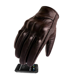 Gants de moto en cuir de mouton véritable marron, doigts entiers, unisexe, sangle de poignet réglable, prise en main confortable, extérieur, toutes saisons - Product Image 3