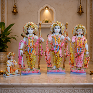 White Marble Ram Darbar | Ram Sita Lakshman Hanuman Statue | Handcrafted Ram Parivar Murti | MALIYAS Jaipur - Product Image 1