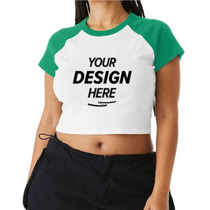 Camiseta Corta para Mujer, Corte Moderno, Manga Corta, Cuello en V, Tejido de Punto Jersey, Ajustada, Lisa, Informal para Uso Diario - Product Image 4