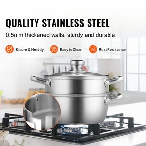 Pentola a vapore in acciaio inossidabile da 22 cm per cottura a vapore da 3QT, grande capacità, con funzione di cottura a vapore per verdure - Product Image 2