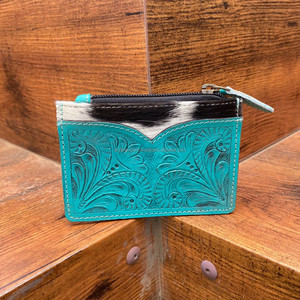 ที่ใส่บัตรเครดิตหนังวัวแท้ขนหนังเทอร์ควอยซ์ใส่บัตรของขวัญสำหรับเขาและเธอ - Product Image 2