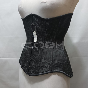 OEM/ODM Jacquard Floral Hourglass Body Shaper Black Brocade <b>Underbust</b> Steel Boned Corsets - Product Image 3