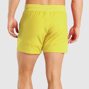 Shorts de course décontractés classiques couleur unie taille élastique jaune XL 100% polyester confortables pour l'entraînement athlétique - Product Image 2