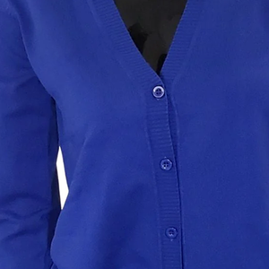Cardigan en cachemire épais bleu pour femme ZPB – Pull d'hiver à col en V, tricot basique, style personnalisé avec poches, chaud et tendance - Product Image 6
