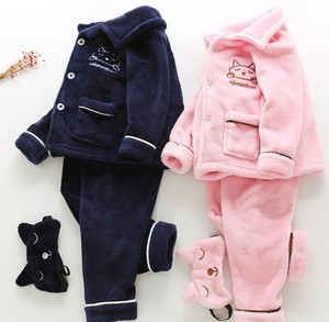Ensemble de pyjamas en polaire pour enfants, manches longues, imprimé chat de dessin animé, vêtements de nuit d'hiver pour filles et garçons, vêtements thermiques confortables pour la maison - Product Image 6