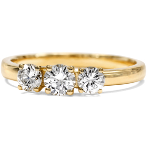Bague Trilogie Trois Pierres en Diamant de Laboratoire Or Jaune Massif 14K VVS VS SI D G Bijoux de Luxe Fins OEM ODM Coupe Brillante pour Femme - Product Image 4