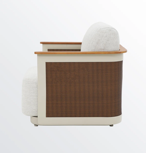 Fauteuil de jardin moderne en rotin tressé avec coussins, résistant aux UV, pour balcon et cour - Product Image 3
