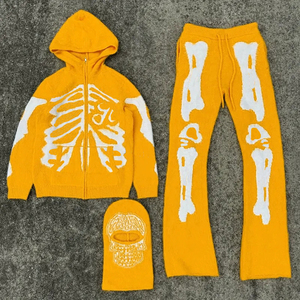 Ensemble de survêtement hiver épais personnalisé pour homme 100 % coton - Sweat à capuche zippé en tricot brossé doux et pantalon respirant écologique - Product Image 1