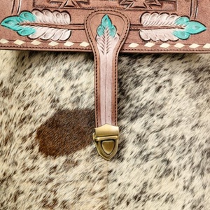 LW Genuine Cow Hide Leather <b>Backpack</b> Women Bohemian Rock Insulation PVC Water Resistant Dress Portable Laptop Bag Shoulder - Product Image 2