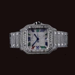 Mens Luxury Stainless Steel <b>Watch</b> with Lab Grown VVS Clarity Baguette Diamond Fully <b>Iced</b> <b>Out</b> for Daily Use Upscale Parties - Product Image 3