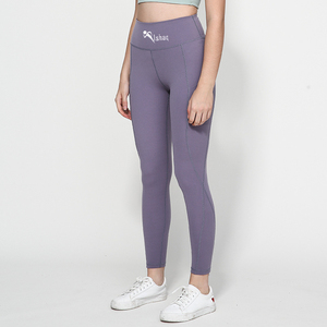 Leggings Deportivos de Cintura Alta Shaq, Color Negro Sólido, Tejido Elástico, Pantalones de Yoga para Mujer - Product Image 3