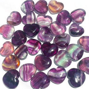 Wholesale Hot Selling Natural Stone Crystal <b>Crafts</b> Heart Shape Healing Stones colorful fluorite Crystal Heart For Women Jewelry - Product Image 4