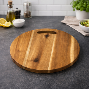 Grande planche à découper ronde en bois de caoutchouc, épaisse et solide, pour cuisine, fabrication OEM directe d'usine - Product Image 1