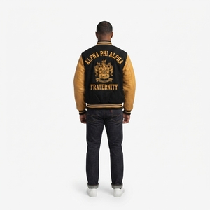 Veste universitaire pour homme en 100 % laine avec manches surpiquées, col côtelé rayé, imprimé numérique personnalisé, vêtements de fraternité HBCU - Product Image 2