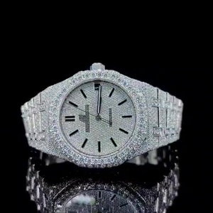 Reloj de Lujo con Cristales de Zafiro y Moissanita, Movimiento Mecánico, Esfera con Agujas de Acero Inoxidable, Totalmente Adornado, Estilo Vintage - Product Image 3