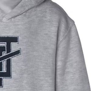 Youth Gray Pullover Hoodie Embroidered Letter Graphic Casual Fleece Sweatshirt Long Sleeve Hooded <b>Top</b> Comfortable Everyday <b>Kids</b> - Product Image 5