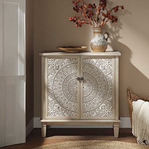 Antique Floral Relief Living Room <b>Cabinet</b> Solid Wood Storage Sideboard <b>Buffet</b> for Home Hotel - Product Image 2