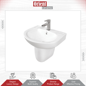 Exportateur en gros vendant des articles sanitaires en céramique blanche de qualité supérieure fabriqués en Inde, lavabo demi-pied pour usage domestique - Product Image 3