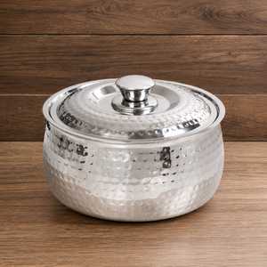 Casserole en acier inoxydable martelé avec couvercle, pot de service de luxe, ustensiles de cuisine haut de gamme - Product Image 1
