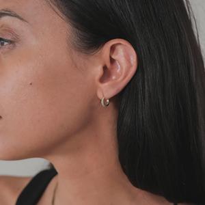 Wave Textured 14K Solid Gold Hoops 10mm Hinged <b>Huggie</b> <b>Earrings</b> Gold Plated Modern Minimalist Everyday Wear Luxury - Product Image 2