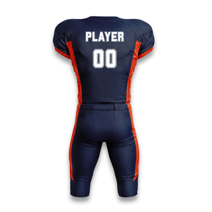 Custom Men's American Football Jersey Set Navy Orange V-Neck Short Sleeve <b>Moisture</b> Wicking Fitted Apparel - Product Image 2