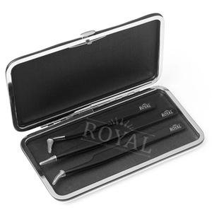 Juego de 3 pinzas de pestañas aisladas individuales con agarre de diamante negro, pinzas de extensión de belleza de acero inoxidable - Product Image 4