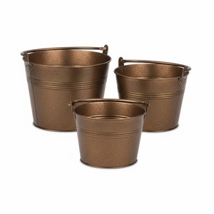 Seau de jardin en métal avec poignée, style rustique, revêtement en poudre, jardinière durable pour fleurs, plantes vertes, utilisation en extérieur - Product Image 4