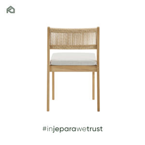 Silla de Comedor Moderna Rústica para Exteriores, Madera de Teca con Respaldo de Cuerda, Cojín Impermeable, Apilable, para Hotel, Sala de Estar, Parque - Product Image 3