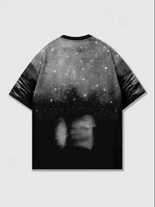 T-shirt oversize délavé à l'acide, nouvelle mode streetwear, motif art spatial, qualité supérieure, logo personnalisé, pour hommes - Product Image 3