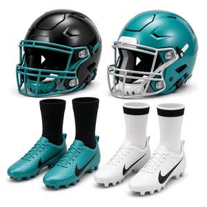 Ensemble casque et chaussures de football américain Soccer Max noir, turquoise et blanc avec chaussettes pour adultes, vêtements de sport unisexes - Product Image 3