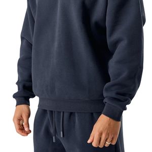 <b>Men's</b> <b>Navy</b> Blue Crewneck Sweatshirt Premium <b>Fleece</b> Pullover Long Sleeve Casual Athletic Streetwear Training Activewear - Product Image 4