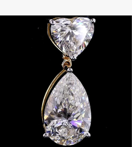 Pendientes de Oro Amarillo con Diamantes Cultivados en Laboratorio, Claridad D-E VVS-VS, Corte Corazón y Pera, Certificados por IGI, Joyería Moderna para Mujer, Ideal para Bodas y Fiestas - Product Image 2
