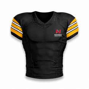 Maillot de football américain personnalisé professionnel pour homme, col en V, tissu extensible respirant, rembourré, manches courtes, vêtements de sport pour le jeu - Product Image 4
