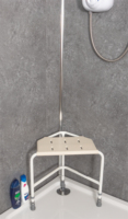 Tabouret de douche d'angle réglable en hauteur avec pieds antidérapants et trous de drainage - Chaise de bain pour personnes âgées, handicapées et femmes enceintes