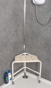 <b>Height</b> <b>Adjustable</b> Corner Shower <b>Stool</b> with Anti-Slip Feet & Drainage Holes -Bath Chair for Elderly, Disabled & Pregnant Users - Product Image 3