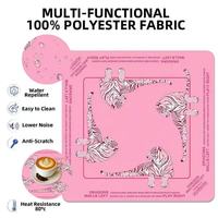 Tapis de Mahjong Américain en Caoutchouc Naturel de Luxe, Motif Tigre Rose Pâle et Blanc, Moderne, Pliable, Écologique, avec Sac de Transport