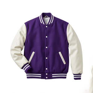 Low MOQ Varsity <b>Jacket</b> Manufacturer Heavyweight Cotton <b>Fleece</b> Varsity <b>Jacket</b> with Custom Packaging - Product Image 1