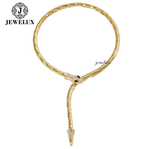 Collar de Serpiente Chapado en Oro de Lujo Premium con Moissanita y Engaste Pavé, Cadena de Lujo Unisex, Talla Personalizada Disponible - Product Image 1